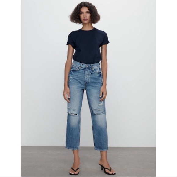 Zara signature ripped The bliss straight jeans NWT - Picture 2 of 10